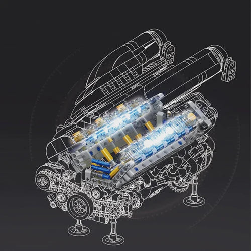 Italian V12 Hypercar Engine | 1240pcs - WorldsBricks