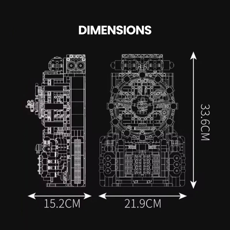 Motorised Cyberpunk Mechanical Clock | 1602pcs