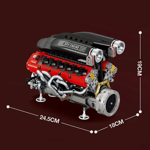 Italian V12 Hypercar Engine | 1240pcs - WorldsBricks