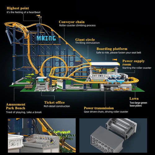 Motorised Looping Roller Coaster | 3238pcs - WorldsBricks