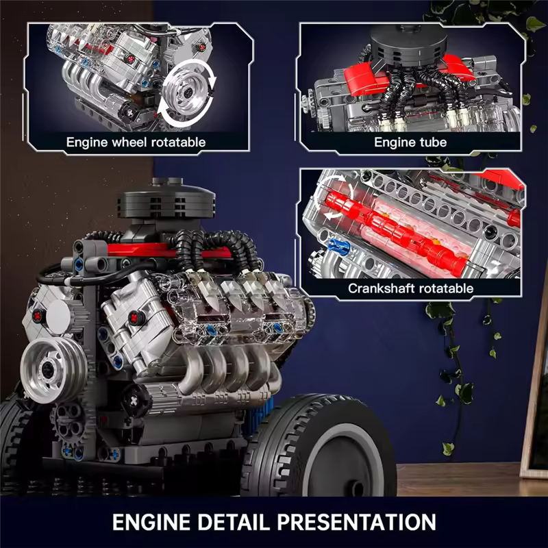 Motorised Chevy V8 Engine | 488pcs - WorldsBricks